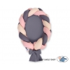 Geflochtenes Babynestchen 2 in 1 Bettumrandung - beige-altrosa-anthrazit
