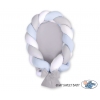 Geflochtenes Babynestchen 2 in 1 Bettumrandung - weiß-grau-blau