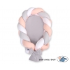 Geflochtenes Babynestchen 2 in 1 Bettumrandung - weiß-grau-puderrosa