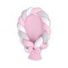 Babynest Geflochten 2 in 1 Bettumrandung - weiß-grau-rosa