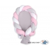 Geflochtenes Babynestchen 2 in 1 Bettumrandung - weiß-grau-rosa