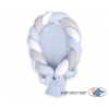 Geflochtenes Babynestchen  2 in 1 - weiß-grau-blau