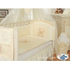 Gitterbett Bettwäsche Set 11-tlg mit Mositonetz - Bär mit Schleife creme