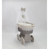 Grau Babywiege Komplett-Set mit gummierte Rädern