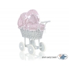 Grau Puppenwagen Bettwäsche rosa Blümchen nr 61699-533