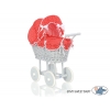 Grau VintagePuppenwagen Bettwäsche Rot mit Punktmuster nr 61699-763