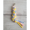 Anbindestrick für Steckenpferd aus doppelt geflochtener Kordel - blue/light pink/yellow