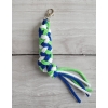 Anbindestrick für Steckenpferd aus doppelt geflochtener Kordel - cornflower/light green/Weiß