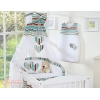 Himmel aus Chiffon für Babybett - Hängende Herzen braun gestreift