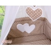 Himmel aus Chiffon für Babybett - Hängende Herzen Braun-Punktemuster