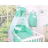 Himmel aus Chiffon für Babybett - Hängende Herzen Minz-Punktemuster