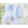 Himmel für Babybett aus Chiffon - Hängende Herzen blau kariert