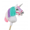 Hobby Horse Einhorn Steckenpferd mit bunter Mähne - weiß A4 minze