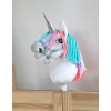 Hobby Horse Einhorn Steckenpferd mit bunter Mähne - weiß A4 minze