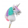 Hobby Horse Einhorn Steckenpferd mit bunter Mähne - weiß A4 minze