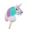 Hobby Horse Einhorn Steckenpferd mit bunter Mähne - weiß A4 minze