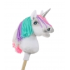 Hobby Horse Einhorn Steckenpferd mit bunter Mähne - weiß A4 minze