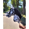 Hobby Horse Steckenpferd Weiß Leopard mit schwarzer Mähne A3
