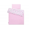 Juniorbett Bettwäsche Set 2-tlg 140x200 Junior - Sternen rosa - grau /rosa