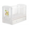 Babybett mit Schublade  MAXI Weiß 120x60cm Bär mit Schleife Grün