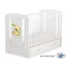 Babybett mit Schublade  MAXI Weiß 120x60cm Bär mit Schleife Grün