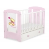 Rosa Babybett 120x60cm Bär mit Schleife rosa mit Schublade MAXI