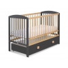 Kinderbett 120x60cm Leonardo anthrazit - naturholz mit Kinderbettschublade MAXI