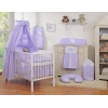 Kinderbett 140x70 Bettwäsche Set 7-tlg mit Himmel für Babybett - Hängende Herzen lila