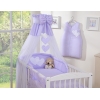 Kinderbett 140x70 Bettwäsche Set 7-tlg mit Himmel für Babybett - Hängende Herzen lila