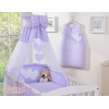 Kinderbett 140x70 Bettwäsche Set 7-tlg mit Himmel für Babybett - Hängende Herzen lila