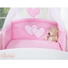 Kinderbett 140x70 Bettwäsche Set 7-tlg mit Himmel für Babybett - Hängende Herzen rosa