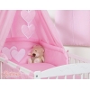 Kinderbett 140x70 Bettwäsche Set 7-tlg mit Himmel für Babybett - Hängende Herzen rosa