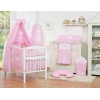 Kinderbett 140x70 Bettwäsche Set 7-tlg mit Himmel für Babybett - Hängende Herzen rosa