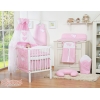 Kinderbett 140x70 Bettwäsche Set 7-tlg mit Himmel für Babybett - Hängende Herzen rosa