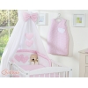 Kinderbett Bettwäsche Set 7-tlg mit Himmel für Babybett - Hängende Herzen rosa kariert