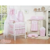 Kinderbett Bettwäsche Set 7-tlg mit Himmel für Babybett - Hängende Herzen rosa kariert