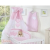Kinderbett Bettwäsche Set 7-tlg mit Himmel für Babybett - Hängende Herzen rosa kariert
