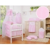 Kinderbett Bettwäsche Set 7-tlg mit Himmel - Hängende Herzen rosa gestreift