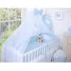 Kinderbett Bettwäsche Set 7-tlg mit Moskitonetz für Babybett - Hängende Herzen blaue Blümchen