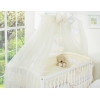 Kinderbett Bettwäsche Set 7-tlg mit Moskitonetz für Babybett - Hängende Herzen creme