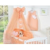 Kinderbett Bettwäsche Set 7-tlg mit Moskitonetz für Babybett - Hängende Herzen pfirsich