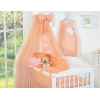 Kinderbett Bettwäsche Set 7-tlg mit Moskitonetz für Babybett - Hängende Herzen pfirsich