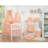 Kinderbett Bettwäsche Set 7-tlg mit Moskitonetz für Babybett - Hängende Herzen pfirsich