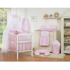 Kinderbett Bettwäsche Set 7-tlg mit Moskitonetz für Babybett - Hängende Herzen Rosa-Punktemuster