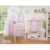 Kinderbett Bettwäsche Set 7-tlg mit Moskitonetz für Babybett - Hängende Herzen Rosa-Punktemuster