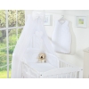 Kinderbett Bettwäsche Set 7-tlg mit Moskitonetz für Babybett - Hängende Herzen weiß