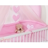 Kinderbett Bettwäsche Set 7-tlg mit Moskitonetz - Hängende Herzen rosa