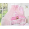 Kinderbett Bettwäsche Set 7-tlg mit Moskitonetz - Hängende Herzen rosa