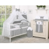 Für Kinderbett Bettwäsche Set 7-tlg mit Moskitonetz - Little Prince/Princess anthrazit