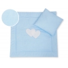 Kinderwagen Set 2tlg - Hängende Herzen blau gestreift
